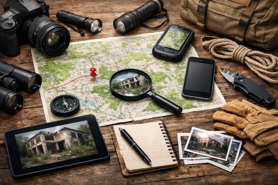 Wat zit in een map pack voor urbex explorers?
